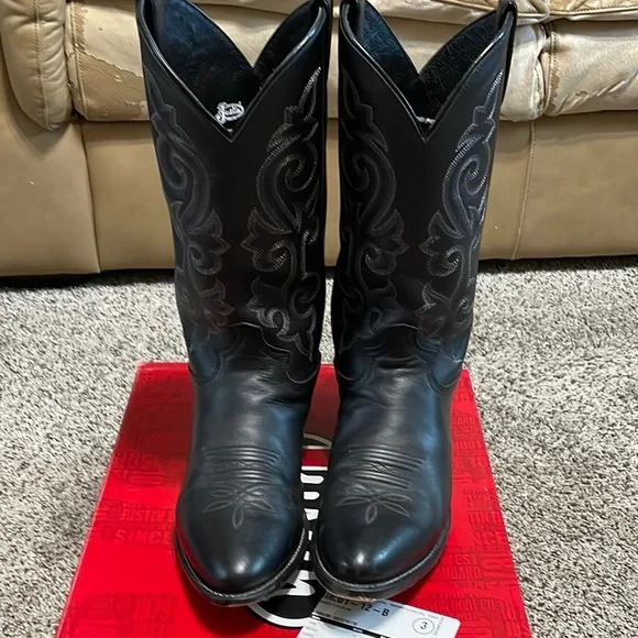 Justin Buck Black Cowhide Western Boots 12EE